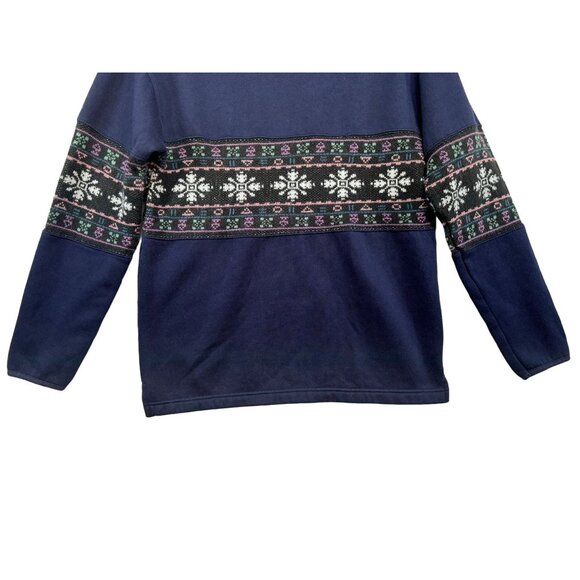 Vintage Copper Key Nordic-Inspired Sweater XL 16 Navy Blue Grannycore - Picture 3 of 9